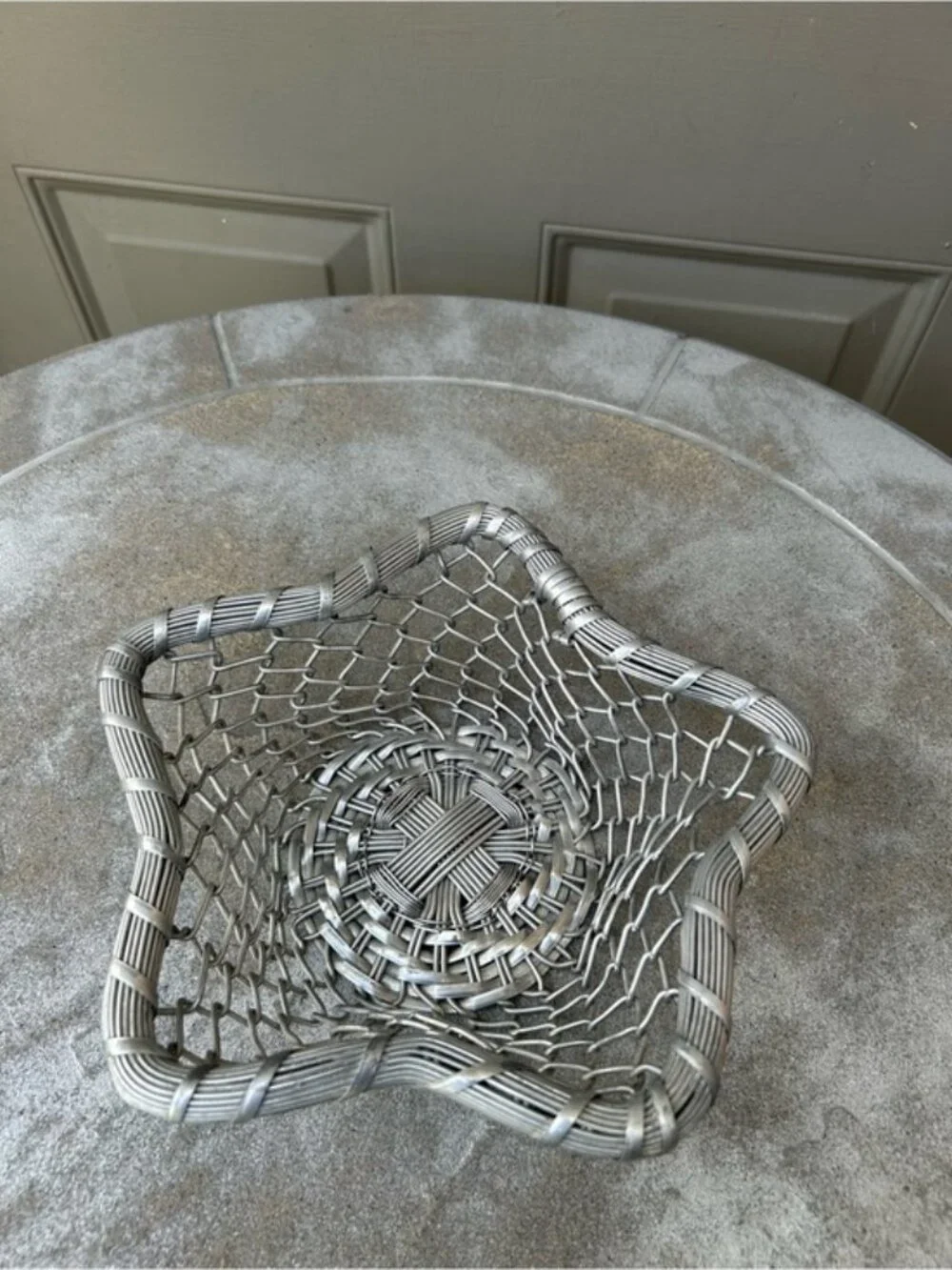 Woven Star-Shaped Silver Decorative Basket